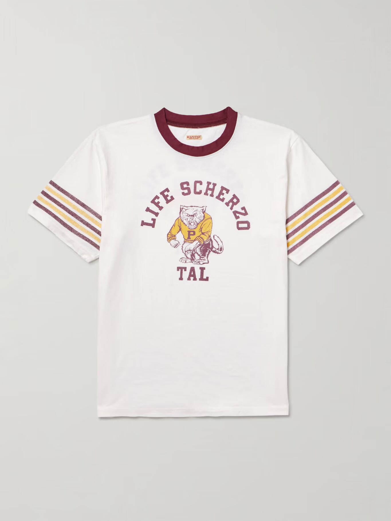 Футболка из хлопкового джерси с принтом в полоску KAPITAL, белый
Футболка из хлопкового джерси с принтом в полоску KAPITAL, белый