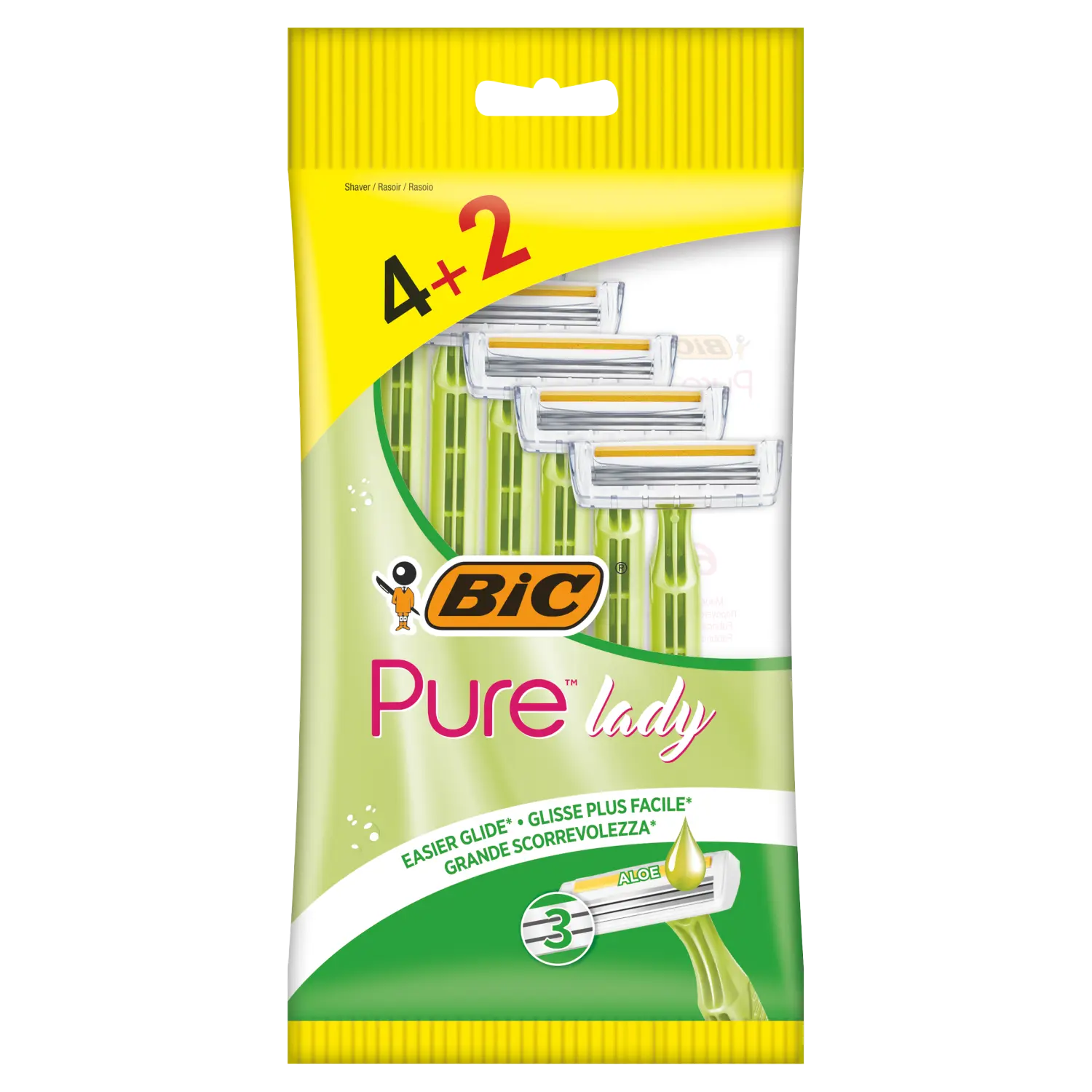 Bic Pure 3 Lady женская бритва, 4+2 шт/уп.
Bic Pure 3 Lady женская бритва, 4+2 шт/уп.