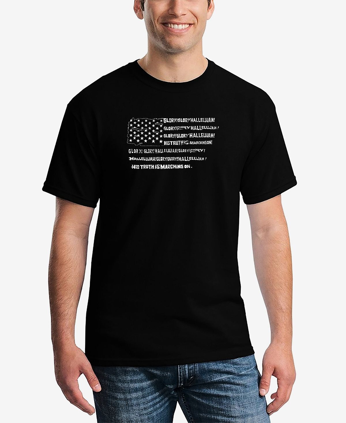 Мужская футболка с коротким рукавом с надписью glory hallelujah flag word art LA Pop Art, черный
Мужская футболка с коротким рукавом с надписью glory hallelujah flag word art LA Pop Art, черный