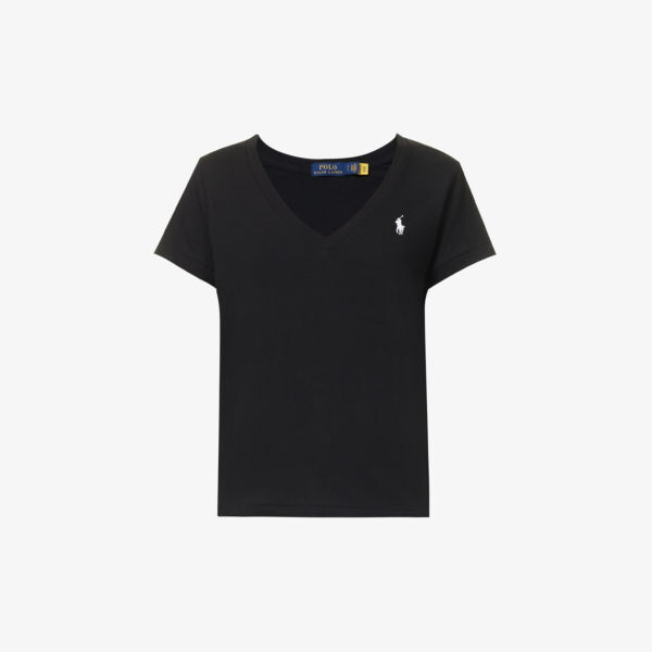 Футболка из хлопкового джерси с вышитым логотипом и V-образным вырезом Polo Ralph Lauren, черный
Футболка из хлопкового джерси с вышитым логотипом и V-образным вырезом Polo Ralph Lauren, черный