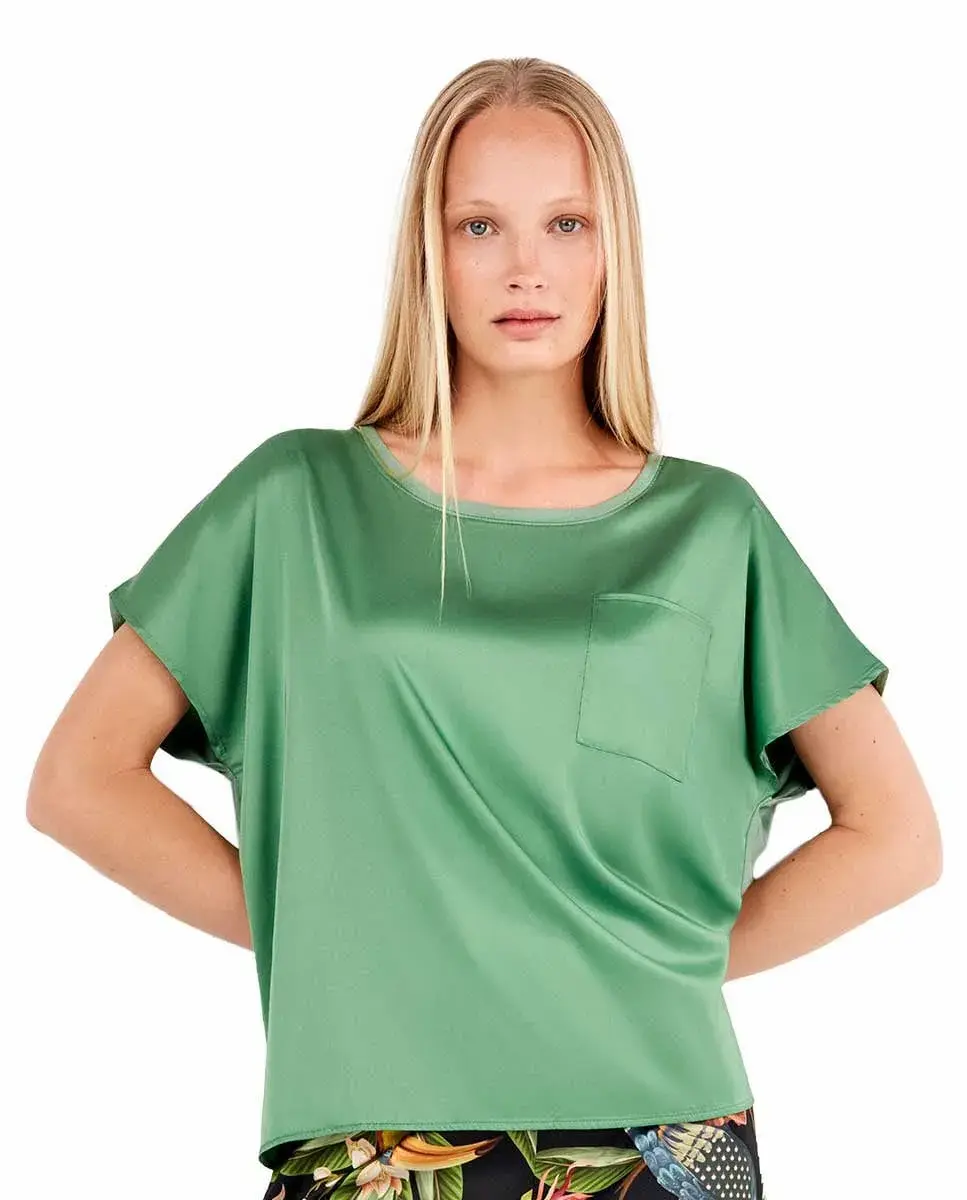Женская футболка из атласной ткани Gisela, зеленый
Женская футболка из атласной ткани Gisela, зеленый