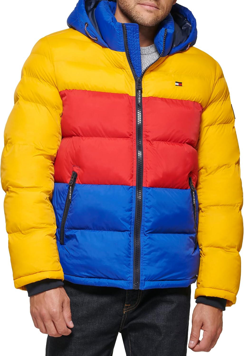 Мужская стеганая куртка с капюшоном Tommy Hilfiger (стандартная и для больших и высоких), Yellow/Red/Blue
Мужская стеганая куртка с капюшоном Tommy Hilfiger (стандартная и для больших и высоких), Yellow/Red/Blue