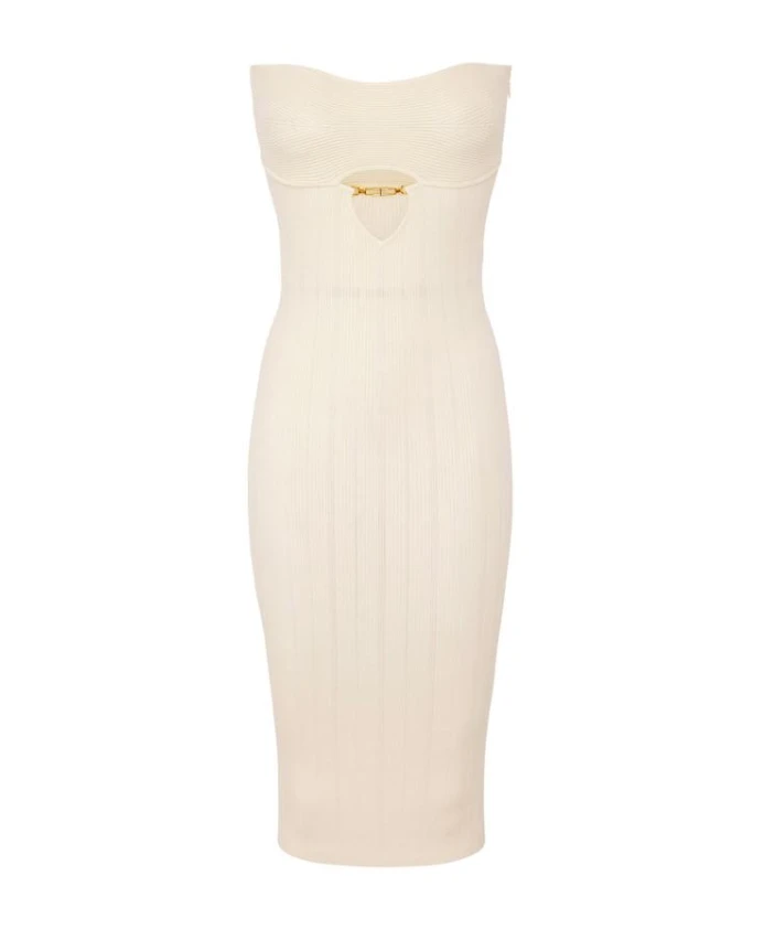 Узкое трикотажное платье-футляр Elisabetta Franchi, бежевый
Узкое трикотажное платье-футляр Elisabetta Franchi, бежевый