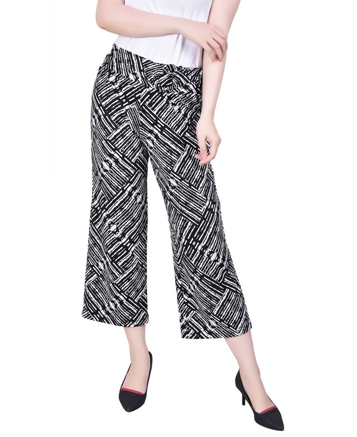 Женские укороченные брюки без застежки с искусственным поясом NY Collection, мульти
Женские укороченные брюки без застежки с искусственным поясом NY Collection, мульти