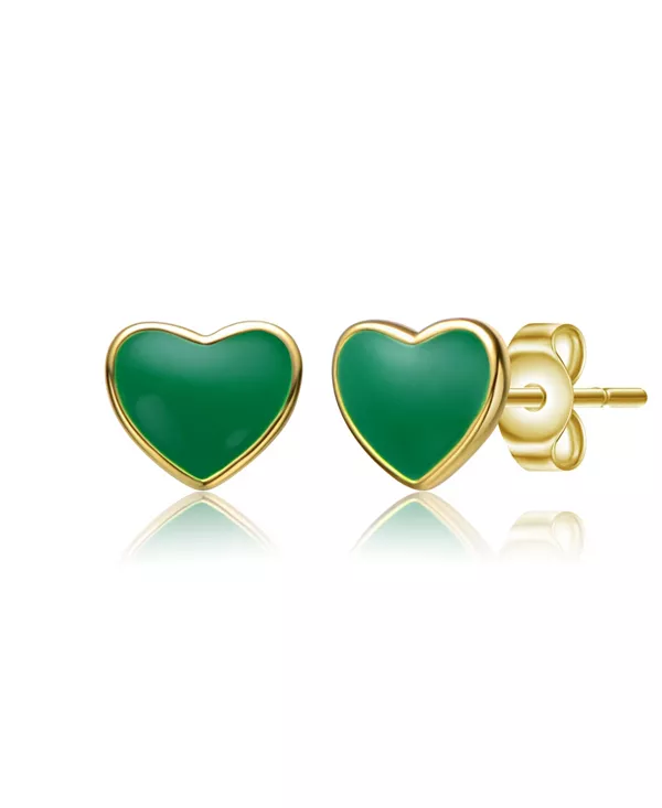 Маленькие плоские серьги-гвоздики в форме сердечек с цветной эмалью, позолоченные 14 карат, для малышей/детей Gigigirl, green
Маленькие плоские серьги-гвоздики в форме сердечек с цветной эмалью, позолоченные 14 карат, для малышей/детей Gigigirl, green