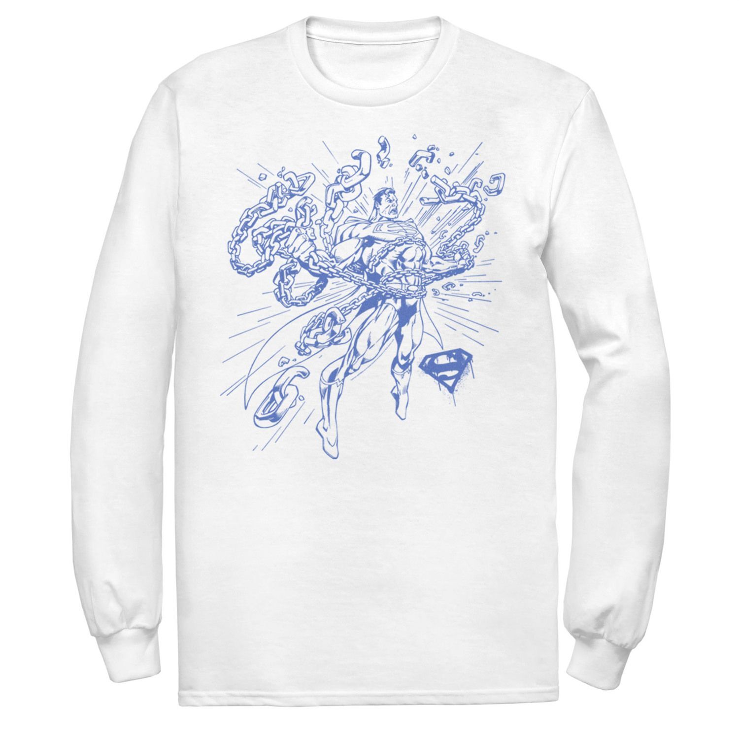 Мужская футболка с плакатом в виде комиксов DC Comics «Супермен разрывает цепи» 
Мужская футболка с плакатом в виде комиксов DC Comics «Супермен разрывает цепи»