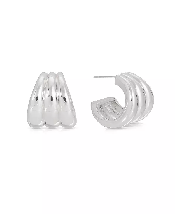 Тройные ребристые серьги-кольца Ettika, silver
Тройные ребристые серьги-кольца Ettika, silver