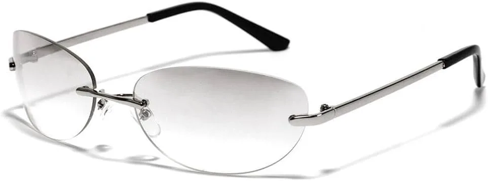 Женские солнцезащитные очки без оправы, модные овальные солнцезащитные очки в стиле Y2k, обтекаемые, прозрачные, с градиентным переходом цвета LOVQZAOF, Silver
Женские солнцезащитные очки без оправы, модные овальные солнцезащитные очки в стиле Y2k, обтекаемые, прозрачные, с градиентным переходом цвета LOVQZAOF, Silver