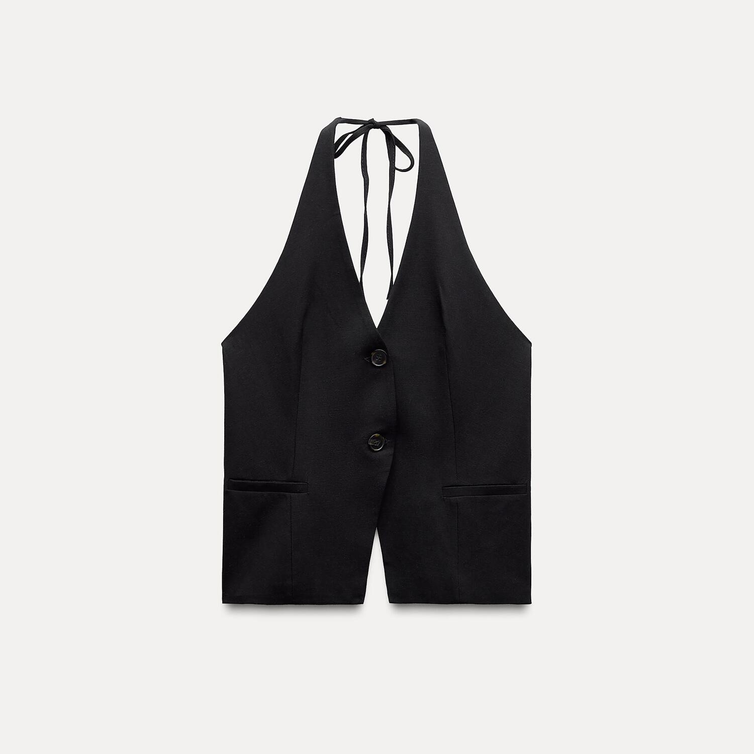 Топ с горловиной халтер и завязками Zara, черный (Размер S)
Топ с горловиной халтер и завязками Zara, черный (Размер S)