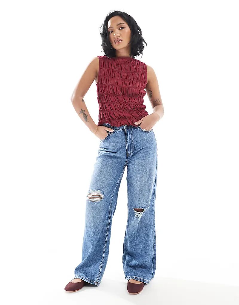 Джинсы New Look Petite с широкими рваными штанинами, средне-синего цвета
Джинсы New Look Petite с широкими рваными штанинами, средне-синего цвета