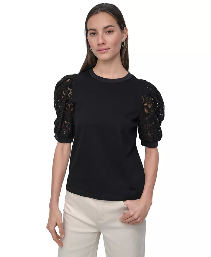 Женский топ с кружевными рукавами Mixed Media DKNY Jeans, черный
Женский топ с кружевными рукавами Mixed Media DKNY Jeans, черный