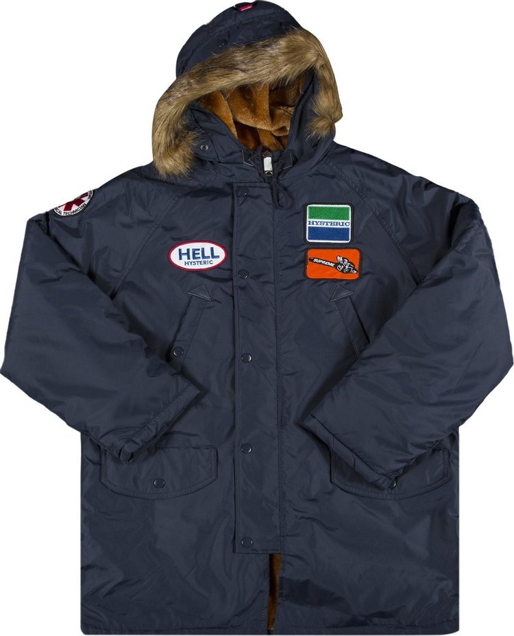 Парка Supreme x Hysteric Glamour N-3B Parka 'Navy', синий 
Парка Supreme x Hysteric Glamour N-3B Parka 'Navy', синий