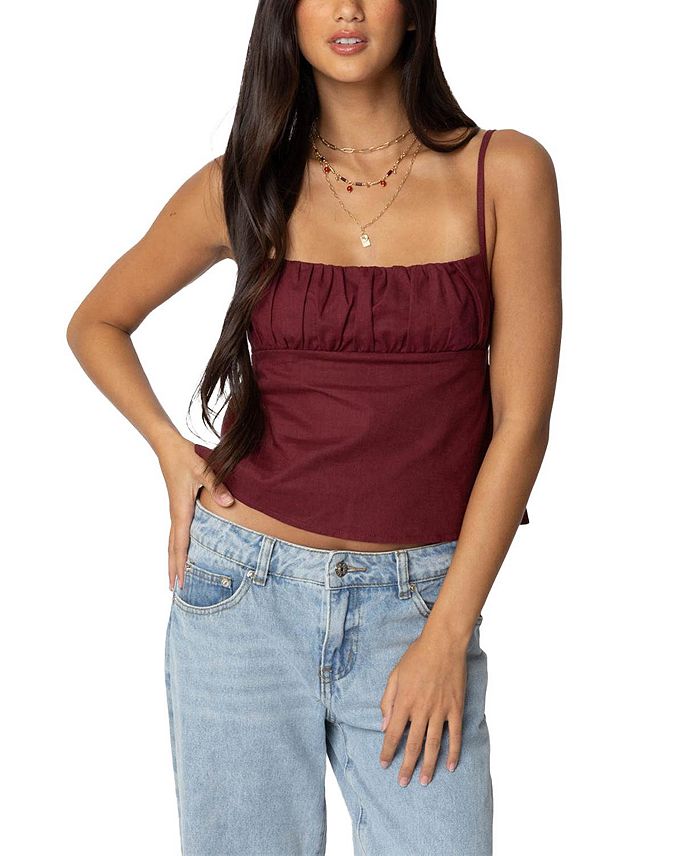 Топ с открытой спиной из льна Edikted, красный 
Топ с открытой спиной из льна Edikted, красный