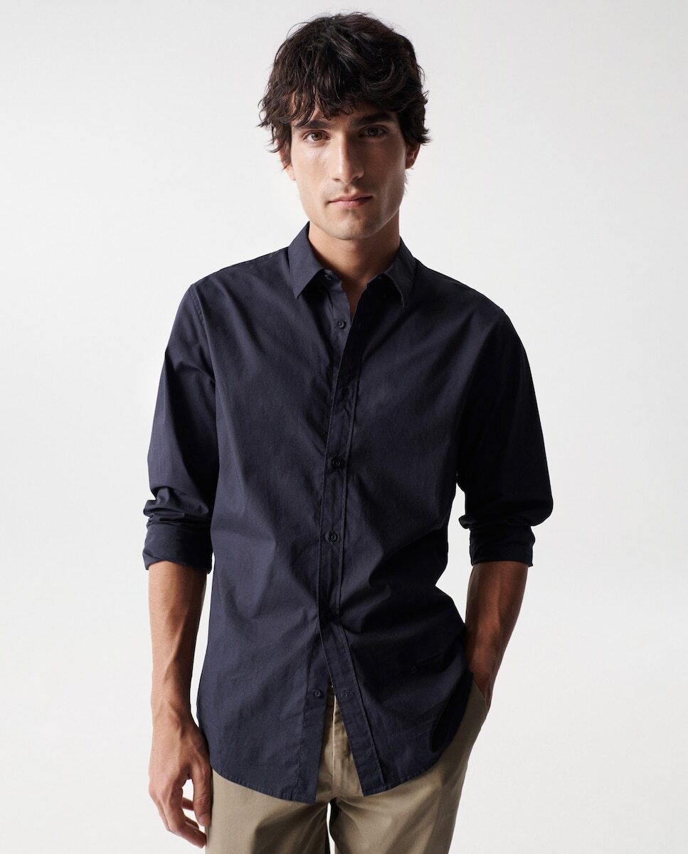 Однотонная узкая мужская рубашка синего цвета Salsa Jeans, синий
Однотонная узкая мужская рубашка синего цвета Salsa Jeans, синий