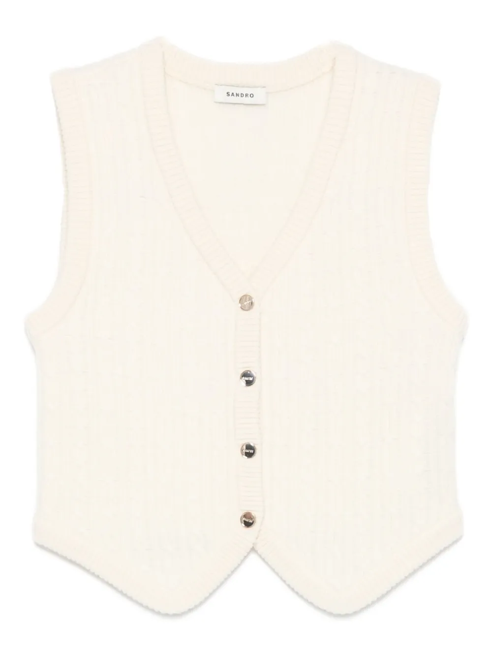 Кардиган в рубчик на пуговицах Sandro, белый
Кардиган в рубчик на пуговицах Sandro, белый