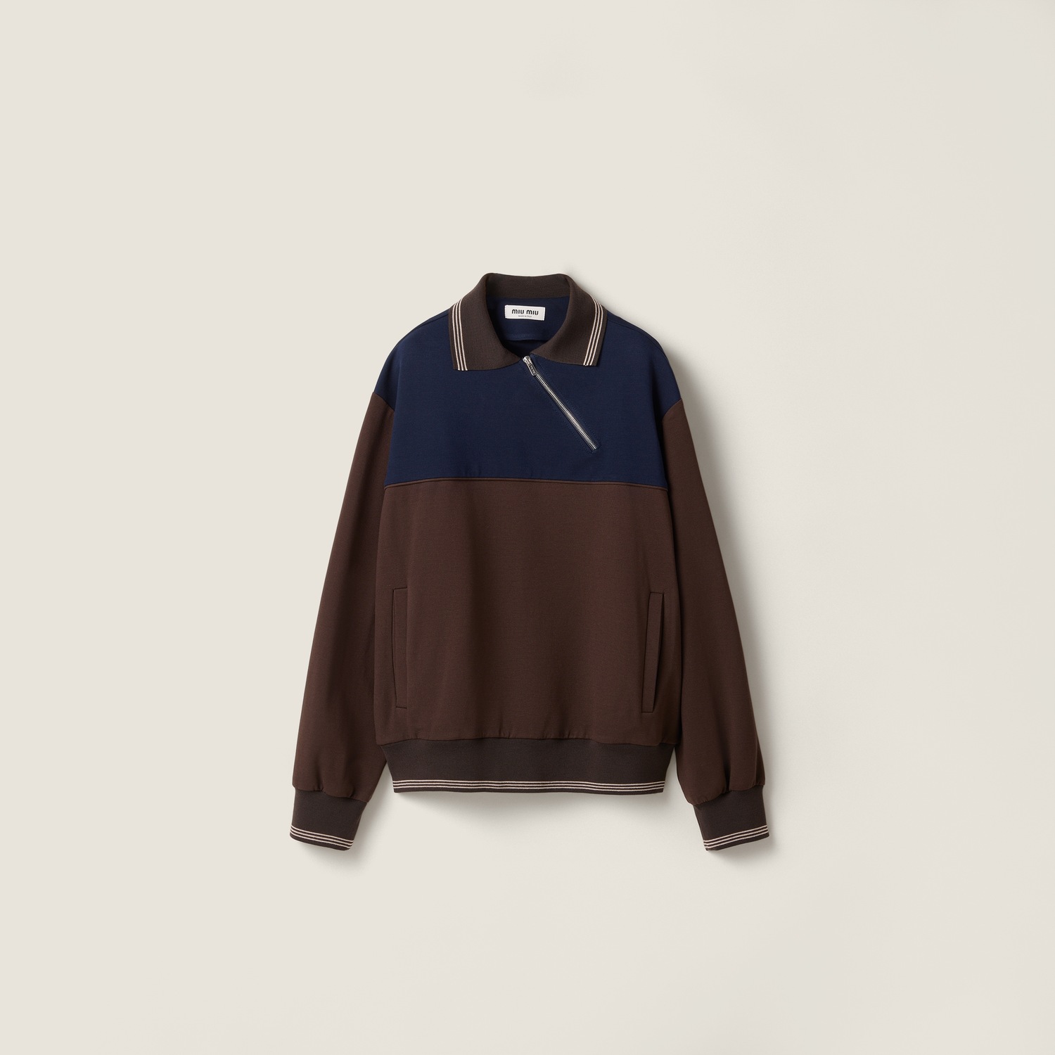 Свитшот на молнии MIU MIU, какао-браун/синий
Свитшот на молнии MIU MIU, какао-браун/синий