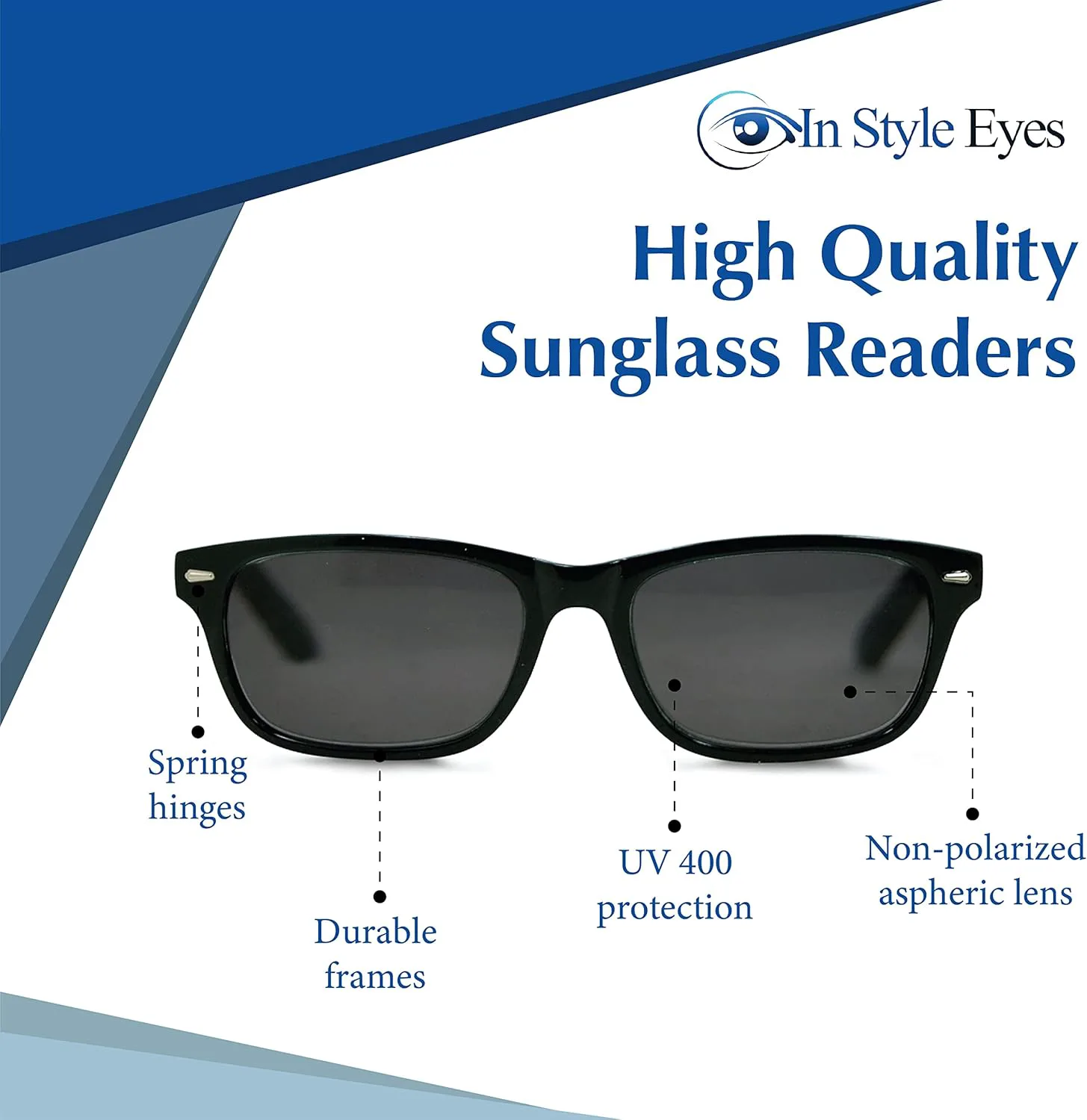 Солнцезащитные очки для чтения In Style Eyes Seymore Retro Non-Bifocal – ободковая, легкая оправа – неполяризованные асферические линзы – прозрачные – 2,25x, Clear
Солнцезащитные очки для чтения In Style Eyes Seymore Retro Non-Bifocal – ободковая, легкая оправа – неполяризованные асферические линзы – прозрачные – 2,25x, Clear