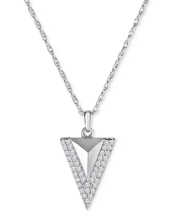 Ожерелье с подвеской в виде треугольника с бриллиантами паве, 18 дюймов (1/4 карата) из стерлингового серебра Macy'S, silver
Ожерелье с подвеской в виде треугольника с бриллиантами паве, 18 дюймов (1/4 карата) из стерлингового серебра Macy'S, silver