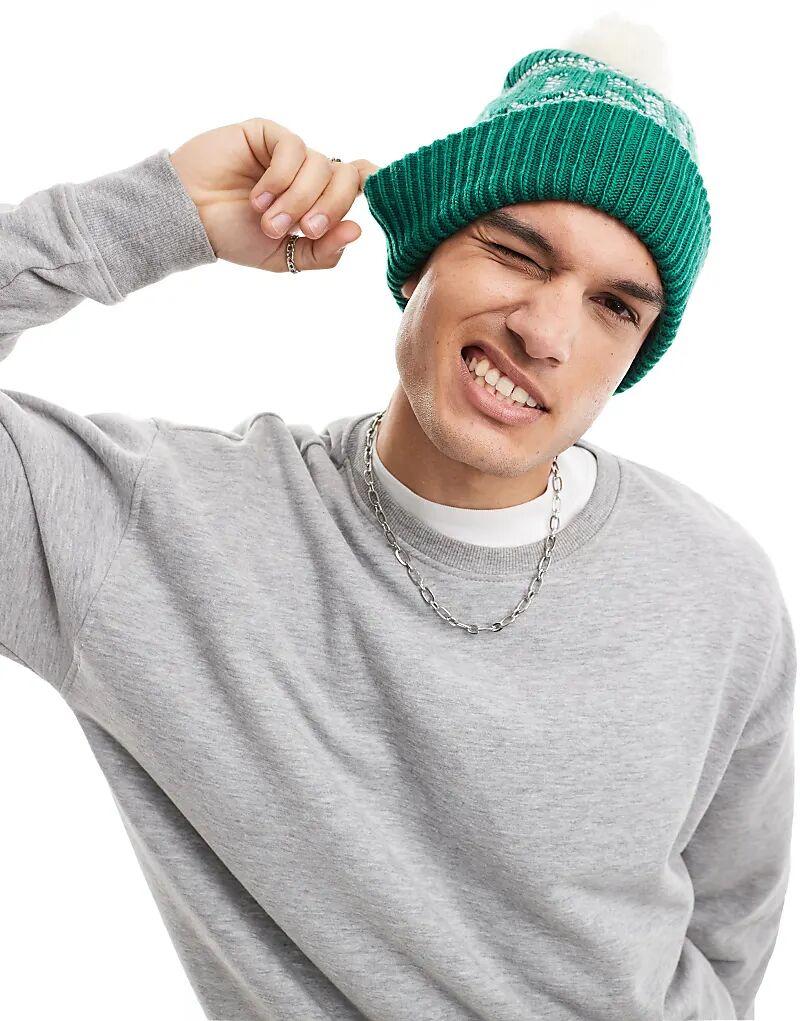 Шапка-бини с ретро-логотипом и помпоном зеленого цвета The North Face
Шапка-бини с ретро-логотипом и помпоном зеленого цвета The North Face