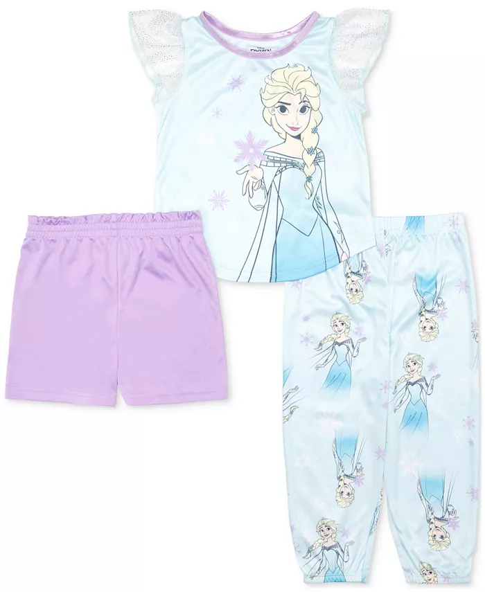 Пижамный комплект для девочек: топ с короткими рукавами и оборками, шорты и брюки-джоггеры, 3 предмета Frozen, мультиколор
Пижамный комплект для девочек: топ с короткими рукавами и оборками, шорты и брюки-джоггеры, 3 предмета Frozen, мультиколор