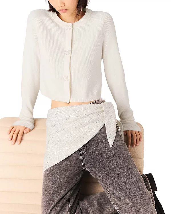 Шерстяной кардиган с бантом и пуговицами Maje, белый
Шерстяной кардиган с бантом и пуговицами Maje, белый