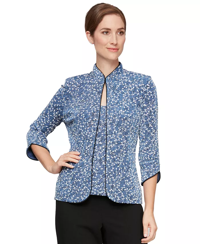 Печатный комплект куртки и топа, размеры Regular и Petite Alex Evenings, синий
Печатный комплект куртки и топа, размеры Regular и Petite Alex Evenings, синий