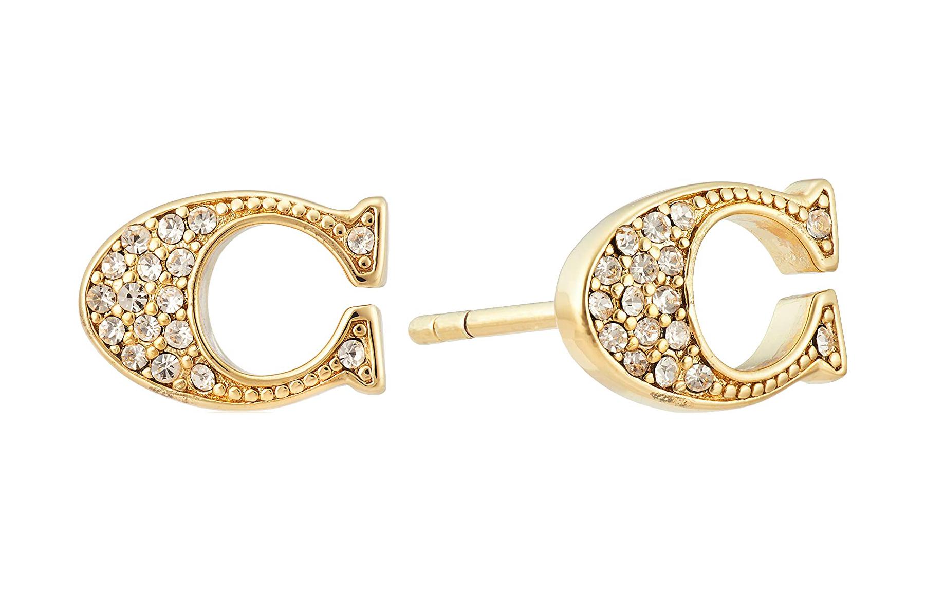 Золотые серьги-гвоздики с камнями COACH
Золотые серьги-гвоздики с камнями COACH