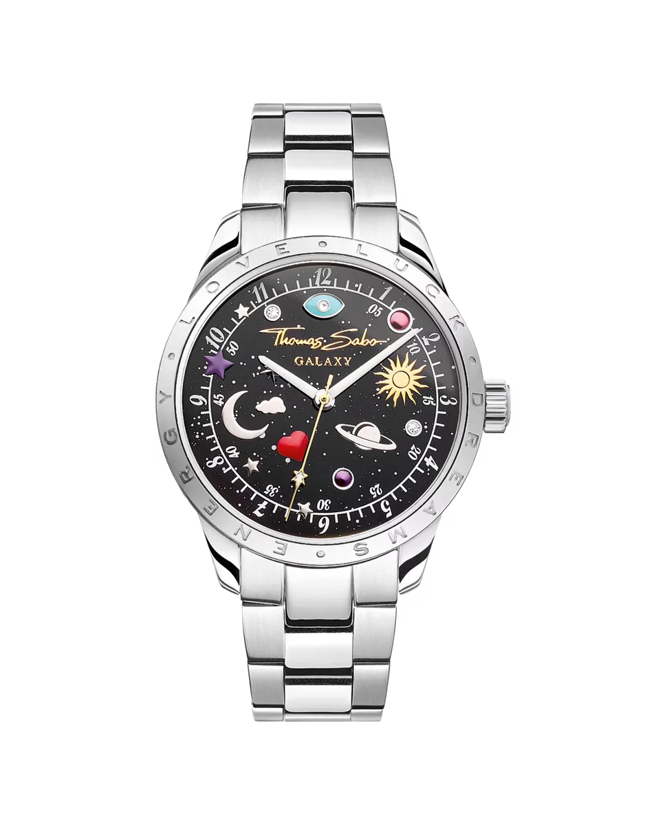 Женские часы Cosmic из серебристой стали с черным циферблатом Thomas Sabo, серебрянный
Женские часы Cosmic из серебристой стали с черным циферблатом Thomas Sabo, серебрянный