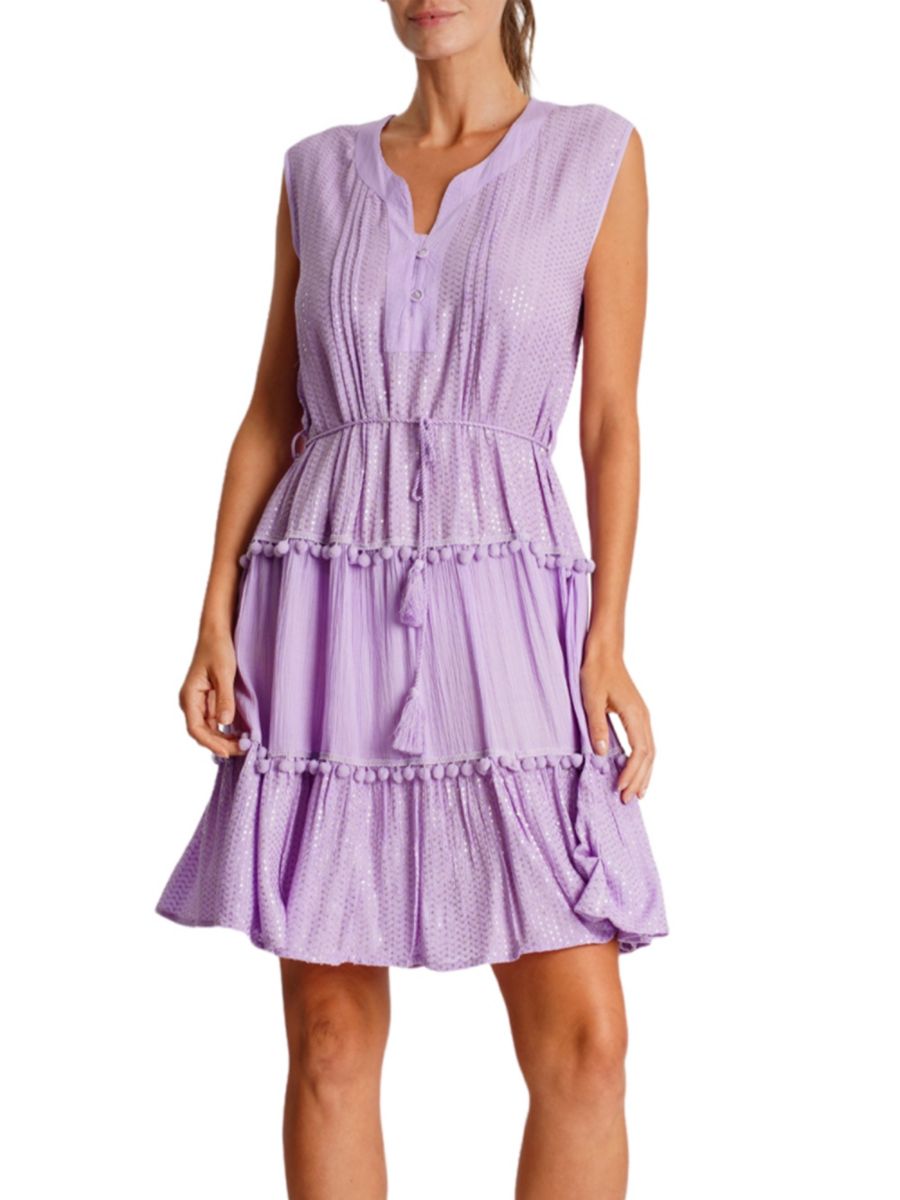 Мини-платье с многоуровневой отделкой и текстурированными помпонами La Moda Clothing, фиолетовый
Мини-платье с многоуровневой отделкой и текстурированными помпонами La Moda Clothing, фиолетовый