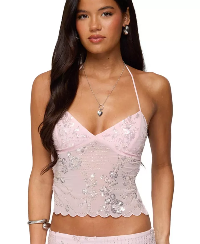 Женская блузка Nelley без спинки с бисером и пайетками из шифона Edikted, розовый
Женская блузка Nelley без спинки с бисером и пайетками из шифона Edikted, розовый