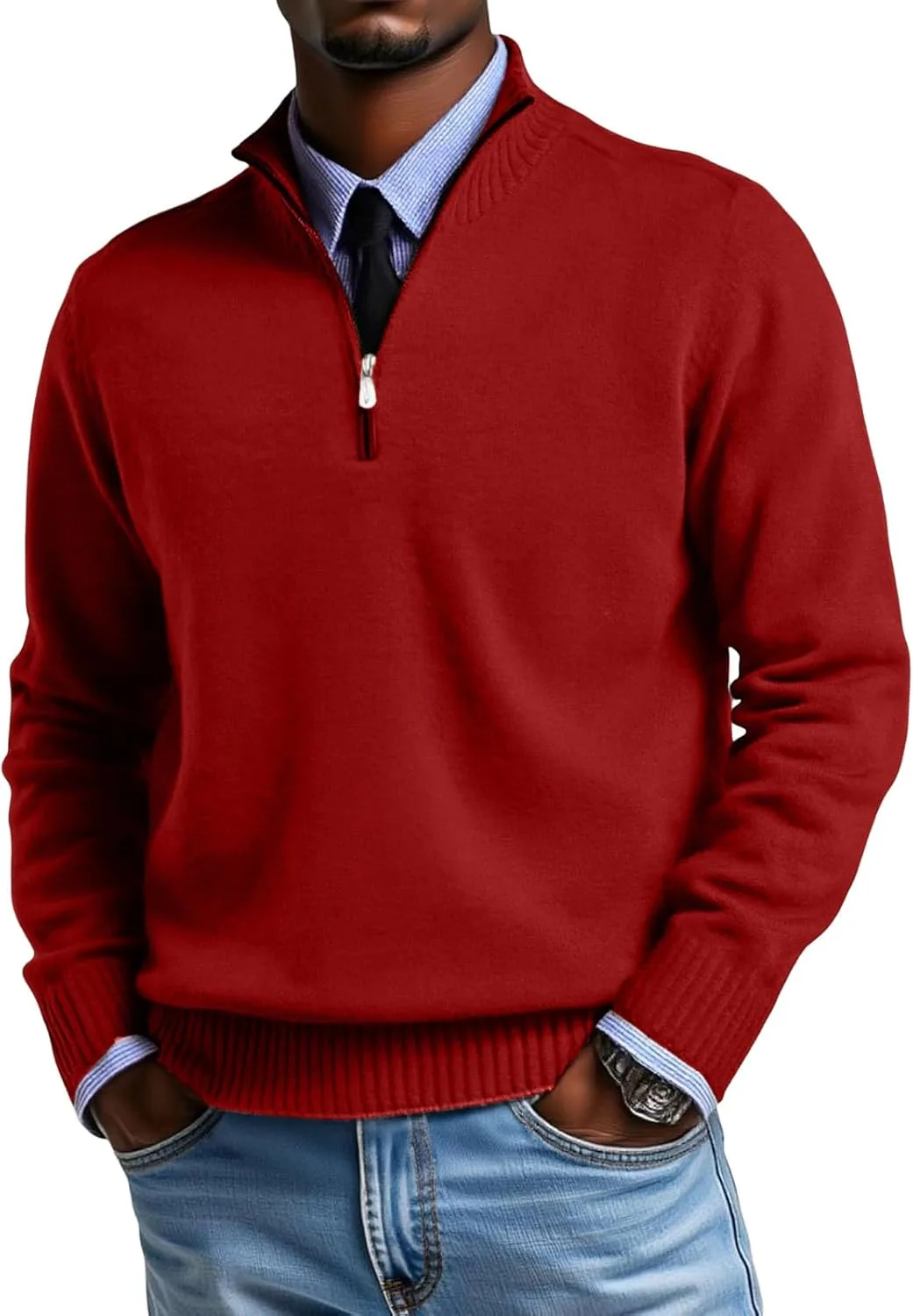 Мужской свитер с четвертью молнии, мягкий вязаный, легкий, однотонный
Мужской свитер с четвертью молнии, мягкий вязаный, легкий, однотонный