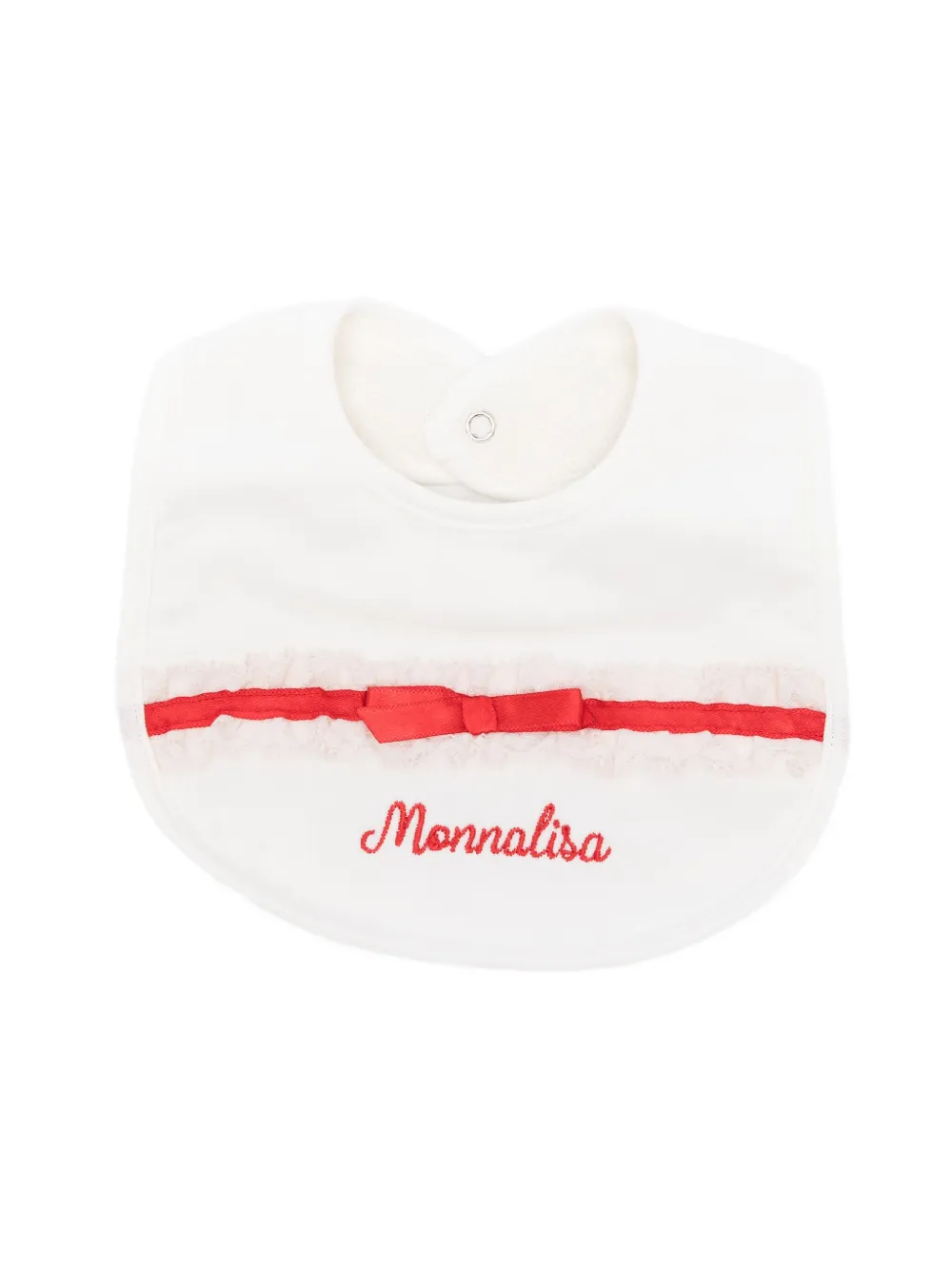 Нагрудник с лентой и кружевной отделкой Monnalisa, белый
Нагрудник с лентой и кружевной отделкой Monnalisa, белый