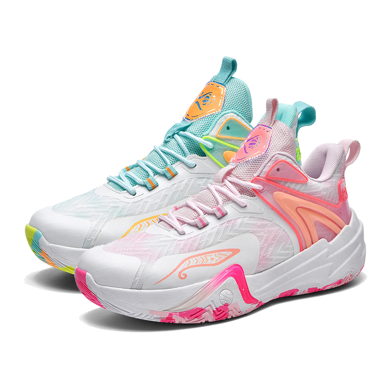 MUSNODO Амортизирующие противоскользящие и износостойкие баскетбольные кроссовки High Top Unisex бело-розовые асимметричные, цвет Mismatched 
MUSNODO Амортизирующие противоскользящие и износостойкие баскетбольные кроссовки High Top Unisex бело-розовые асимметричные, цвет Mismatched