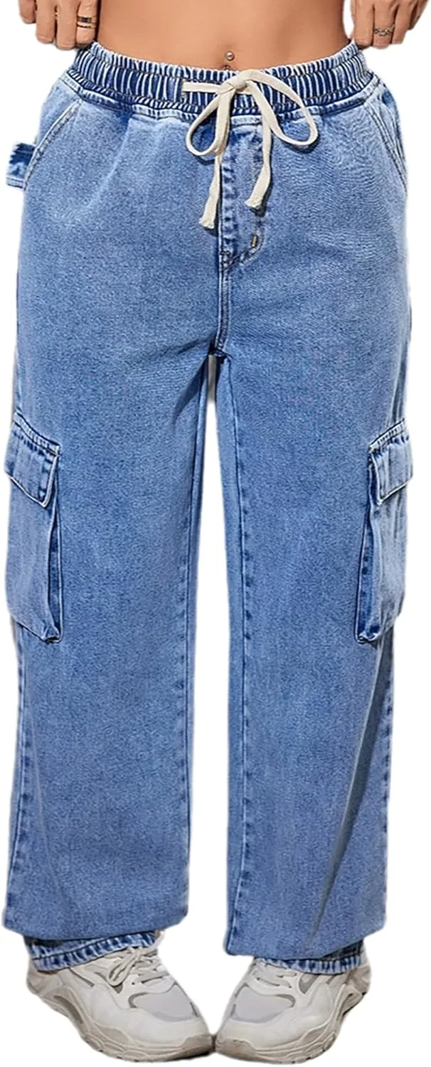 Женские джинсы-карго с широкими штанинами и эластичным поясом на шнурке QLAUYIOE
Женские джинсы-карго с широкими штанинами и эластичным поясом на шнурке QLAUYIOE