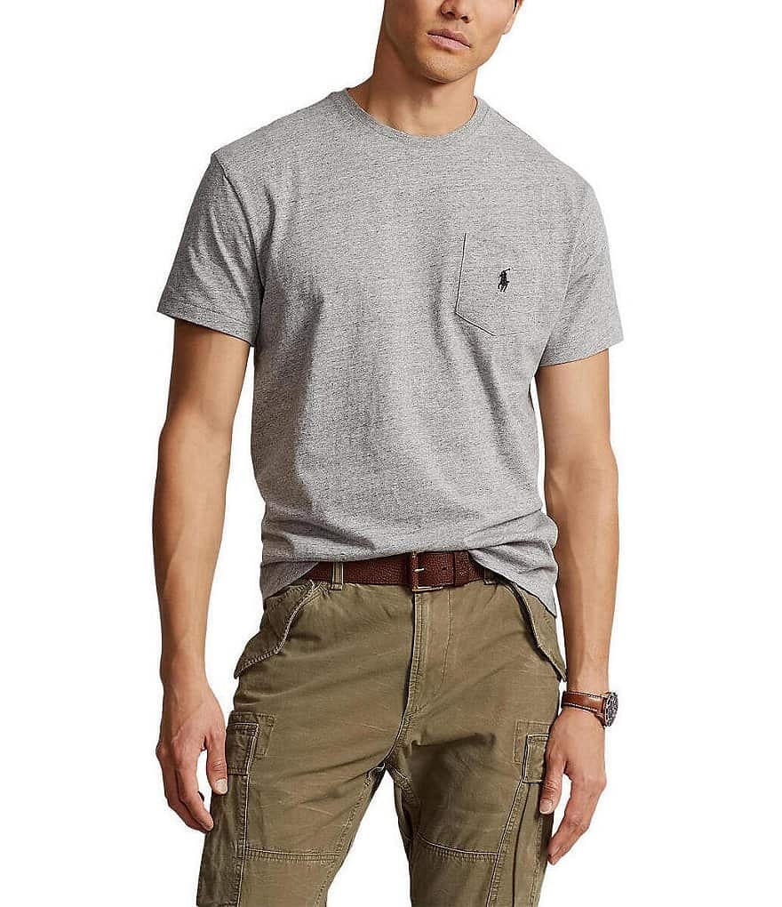 Трикотажная футболка классического кроя Polo Ralph Lauren с карманами и короткими рукавами, серый
Трикотажная футболка классического кроя Polo Ralph Lauren с карманами и короткими рукавами, серый