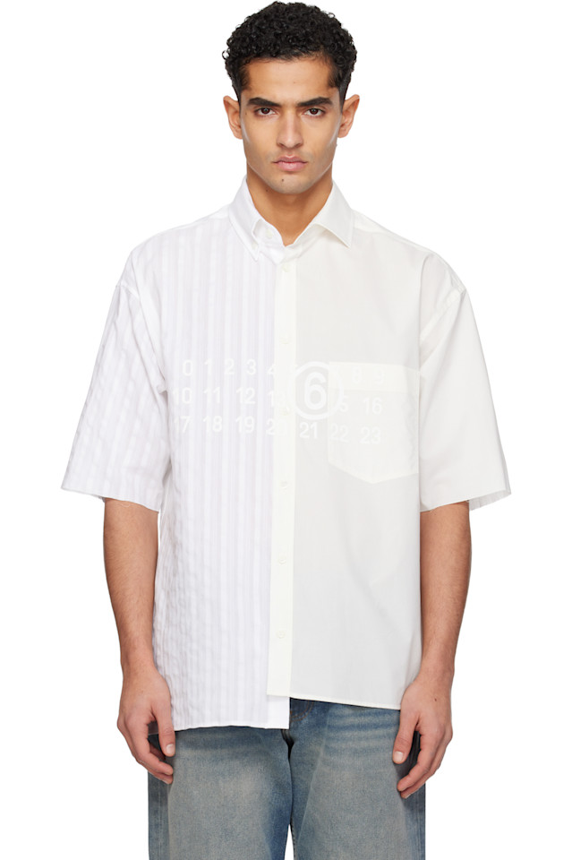 Mm6 Maison Margiela Двухцветная хлопковая поплиновая рубашка
Mm6 Maison Margiela Двухцветная хлопковая поплиновая рубашка