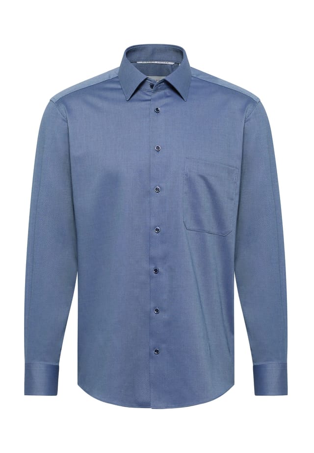 Структурированная рубашка с длинными рукавами удобная посадка Eterna, синий 
Структурированная рубашка с длинными рукавами удобная посадка Eterna, синий