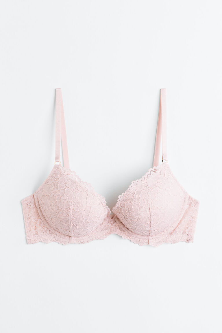 Кружевной бюстгальтер суперпуш-ап H&M, розовый
Кружевной бюстгальтер суперпуш-ап H&M, розовый