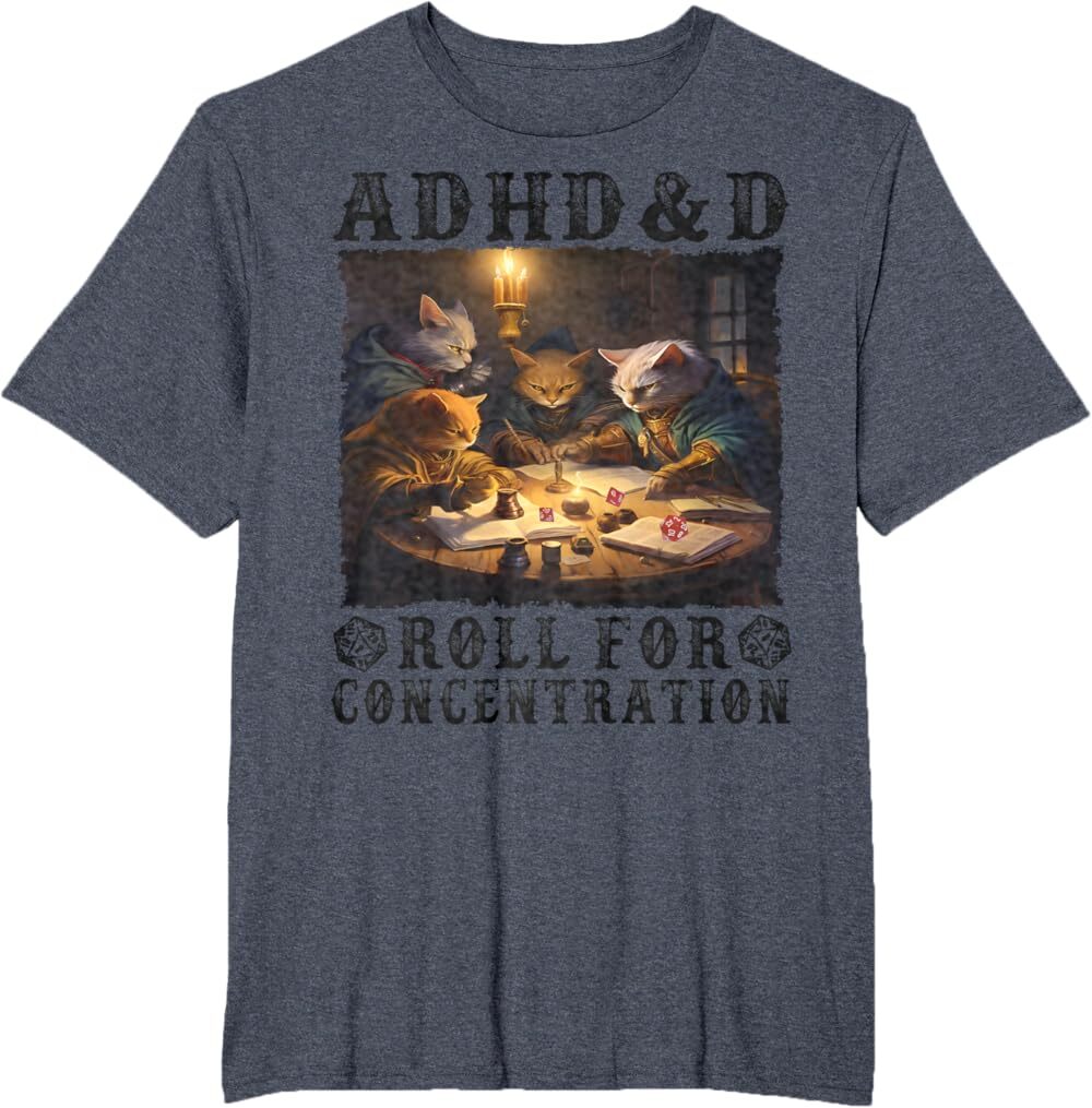 Мужская футболка Funny Tees Gamer RPG Apparel Cats RPG Gamer Roll For Concentration, темно-синий
Мужская футболка Funny Tees Gamer RPG Apparel Cats RPG Gamer Roll For Concentration, темно-синий