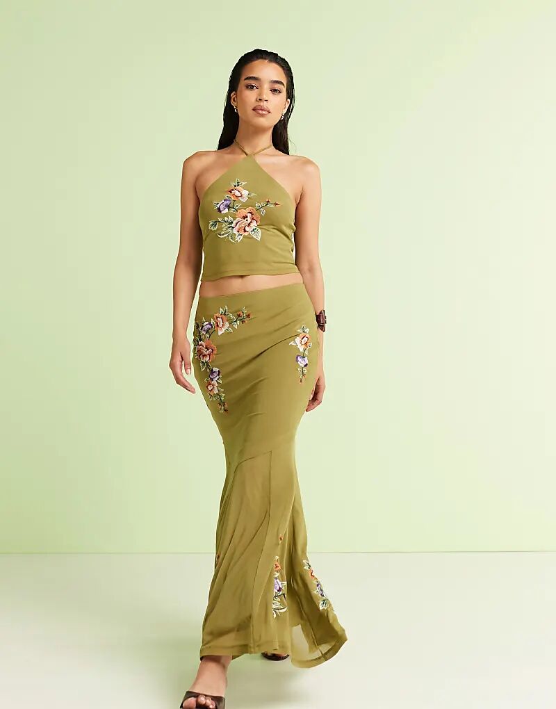 Юбка макси с вышивкой «рыбья хвост» от ASOS DESIGN зеленого цвета
Юбка макси с вышивкой «рыбья хвост» от ASOS DESIGN зеленого цвета