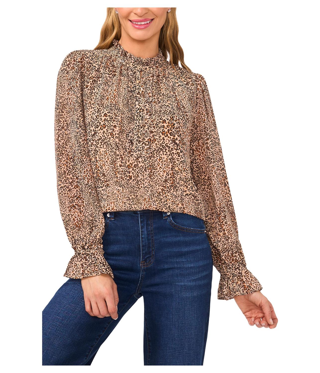 Топ CeCe Long Sleeve Leopard Ruffled Top, цвет Dune
Топ CeCe Long Sleeve Leopard Ruffled Top, цвет Dune