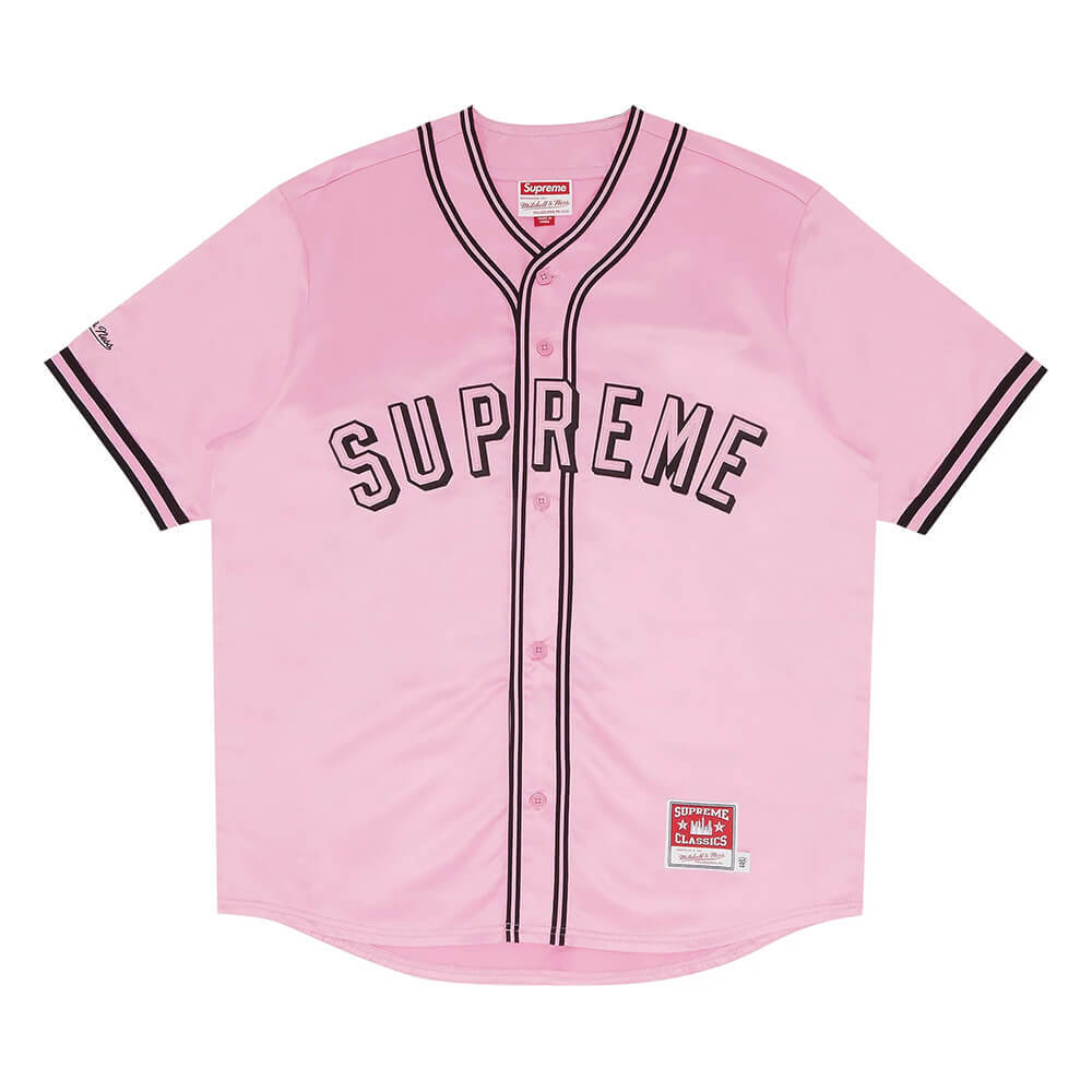Бейсбольное джерси Supreme x Mitchell & Ness Satin, розовый
Бейсбольное джерси Supreme x Mitchell & Ness Satin, розовый