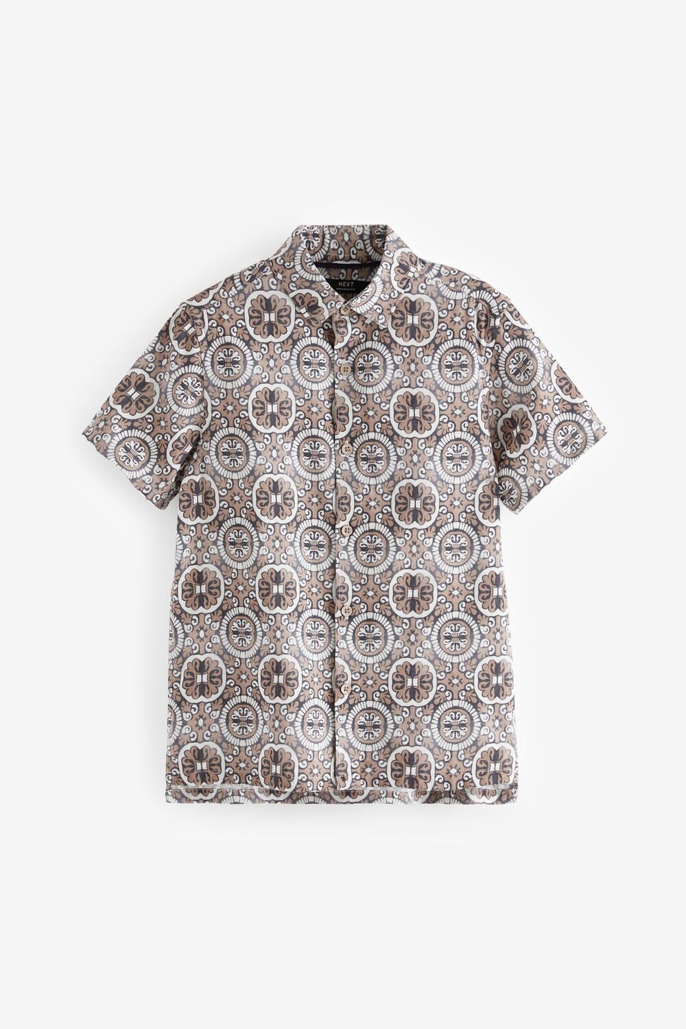 Рубашка с принтом и короткими рукавами (3 16 лет) Next, серый 
Рубашка с принтом и короткими рукавами (3 16 лет) Next, серый