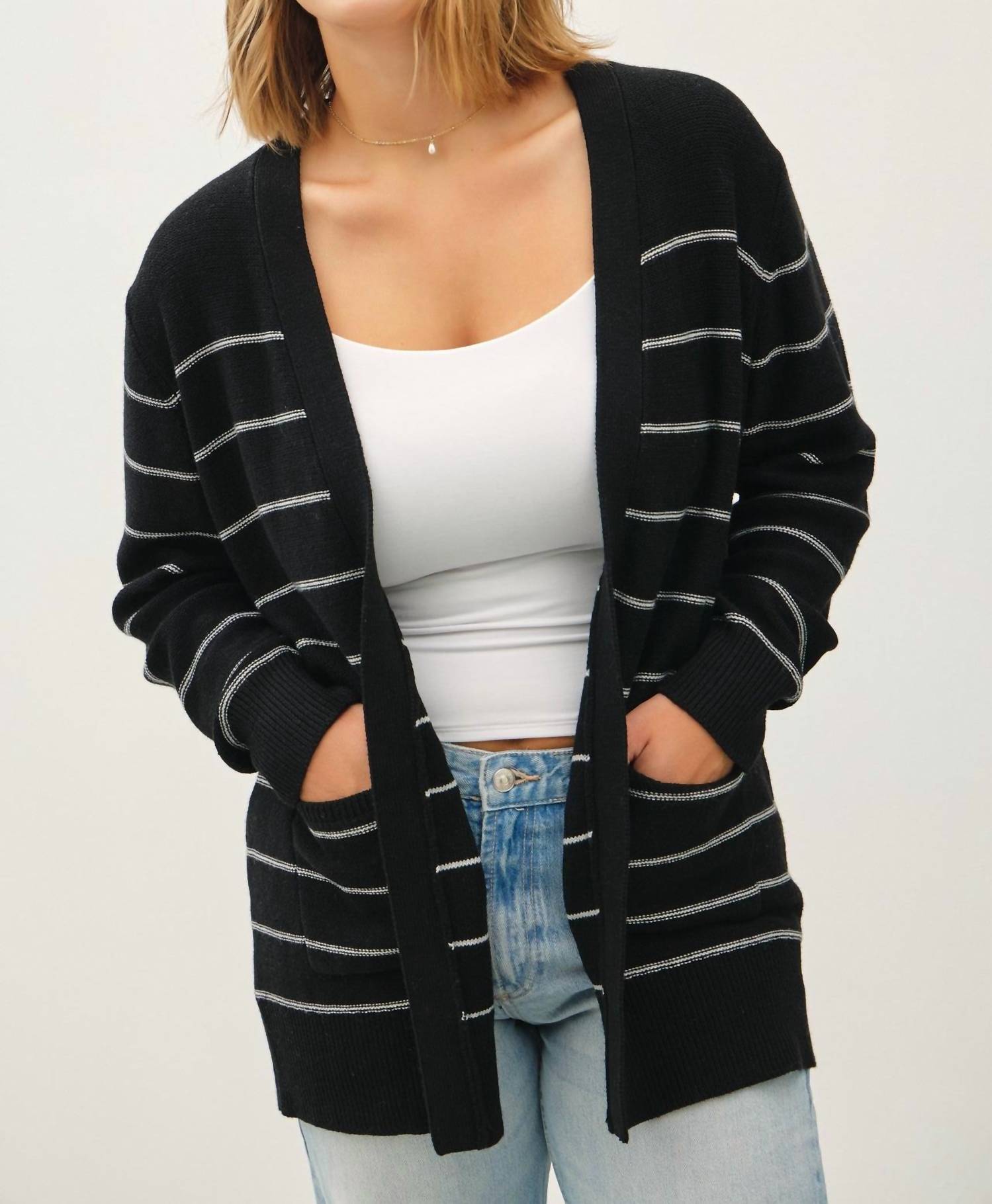 Полосатый кардиган с открытой передней частью Curvy в черном цвете Be cool
Полосатый кардиган с открытой передней частью Curvy в черном цвете Be cool
