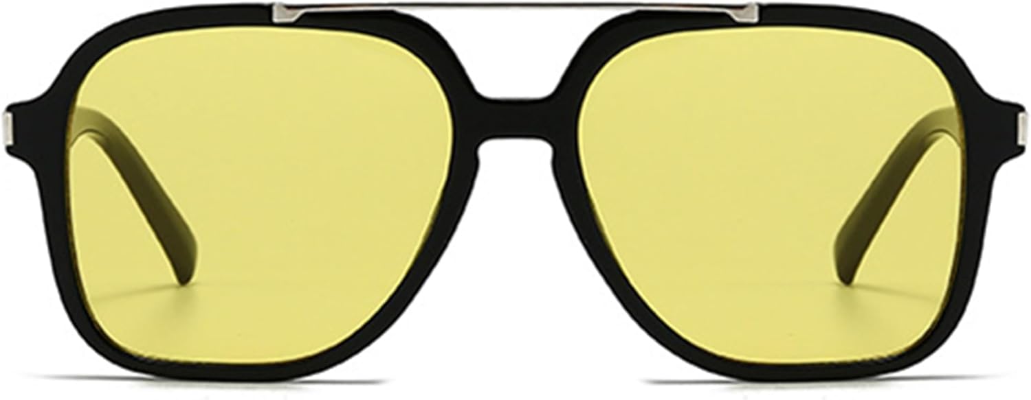 bullabulling Модные солнцезащитные очки-пилот для женщин и мужчин в стиле ретро 70-х годов с двойной перемычкой, квадратные солнцезащитные очки, легкие солнцезащитные очки, Black Yellow
bullabulling Модные солнцезащитные очки-пилот для женщин и мужчин в стиле ретро 70-х годов с двойной перемычкой, квадратные солнцезащитные очки, легкие солнцезащитные очки, Black Yellow