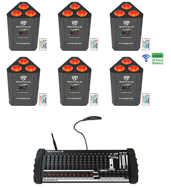 Светодиод Rockville RockWedge LED Battery Lights + 384-канальный беспроводной DMX-контроллер RockWedge LED + Rockforce W4
Светодиод Rockville RockWedge LED Battery Lights + 384-канальный беспроводной DMX-контроллер RockWedge LED + Rockforce W4
