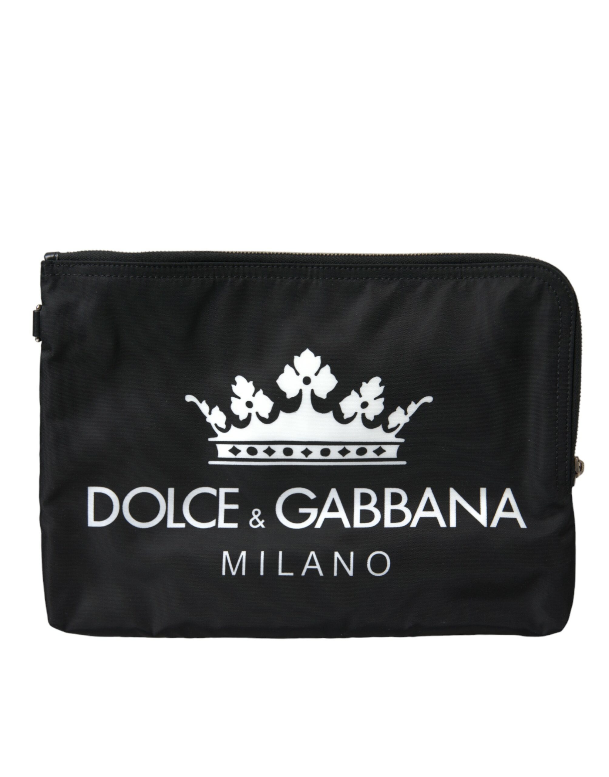 Элегантный черный нейлоновый клатч с принтом короны Dolce & Gabbana 
Элегантный черный нейлоновый клатч с принтом короны Dolce & Gabbana