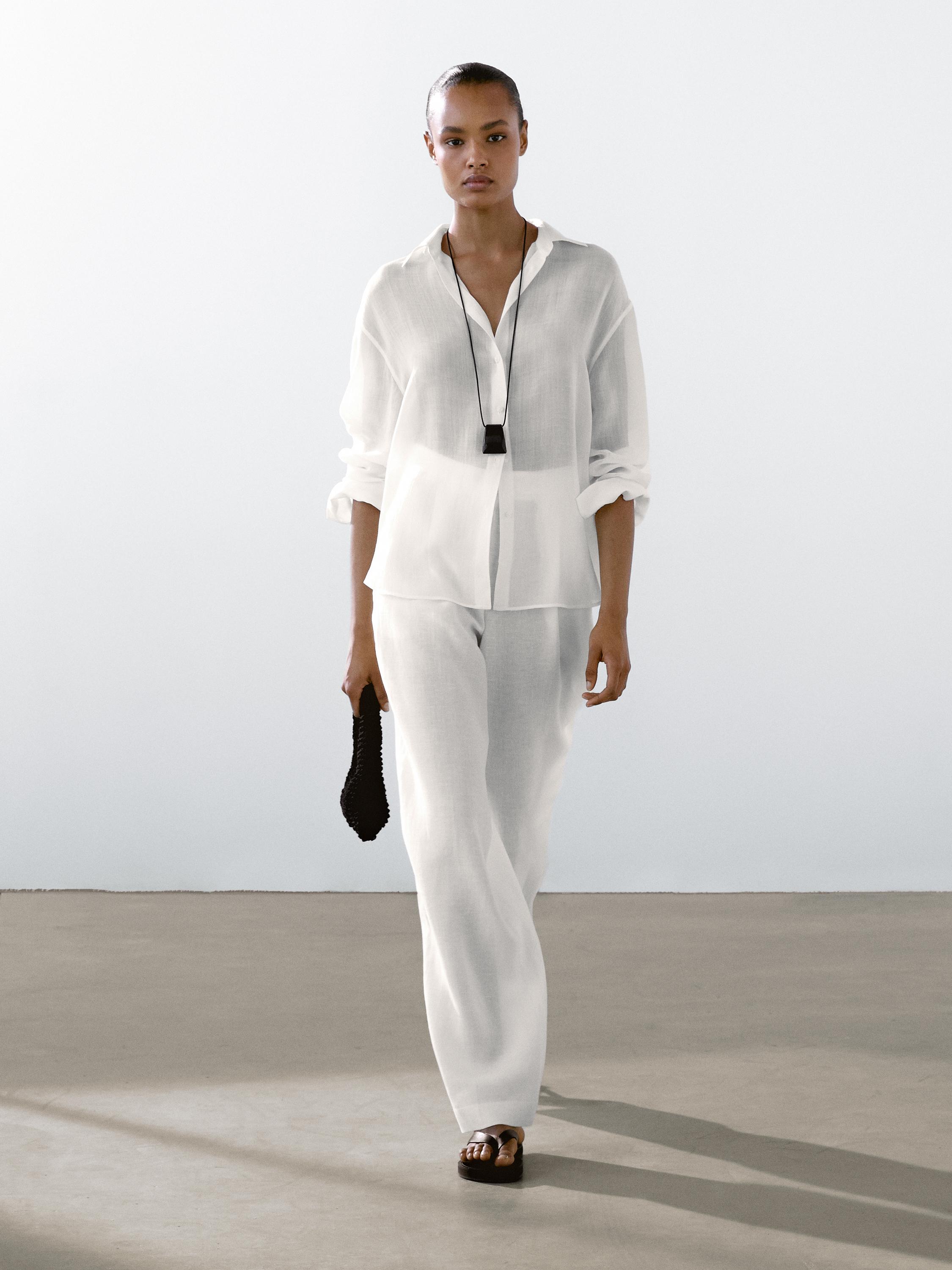 Рубашка из струящейся смеси рами Massimo Dutti, белый
Рубашка из струящейся смеси рами Massimo Dutti, белый