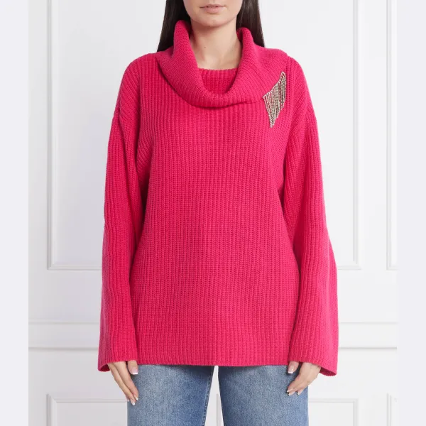 Свитер свободного кроя с добавлением шерсти Actitude_Twinset, розовый 
Свитер свободного кроя с добавлением шерсти Actitude_Twinset, розовый