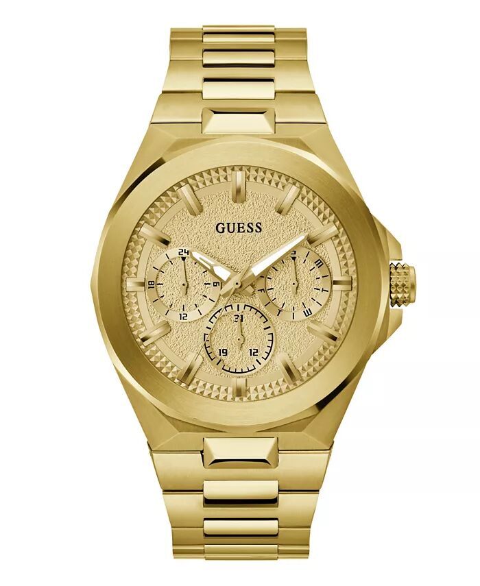 Мужские многофункциональные часы из золотой стали 46 мм GUESS, золото
Мужские многофункциональные часы из золотой стали 46 мм GUESS, золото